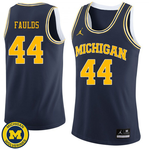 Mens Michigan Wolverines #44 Jaron Faulds Navy Jordan Brand Alumni Basketball Jersey